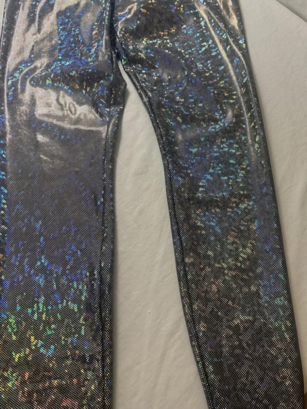 Holographic Metallic Silver Leggings for Women Revolvor